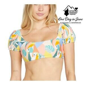 Volcom Tie Back Ruffle Bikini Top Size XS